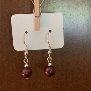 Brown pearl dangle earrings